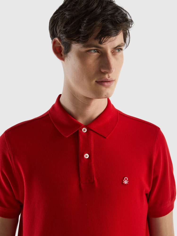 Red Men's Benetton Regular Fit Short Sleeve Polos | AU951162