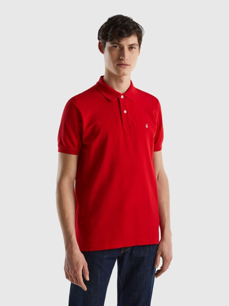 Red Men\'s Benetton Regular Fit Short Sleeve Polos | AU951162