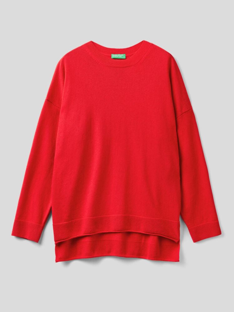 Red Women's Benetton Boxy Fit Cashmere Blend Crew Neck Sweaters | AU040985