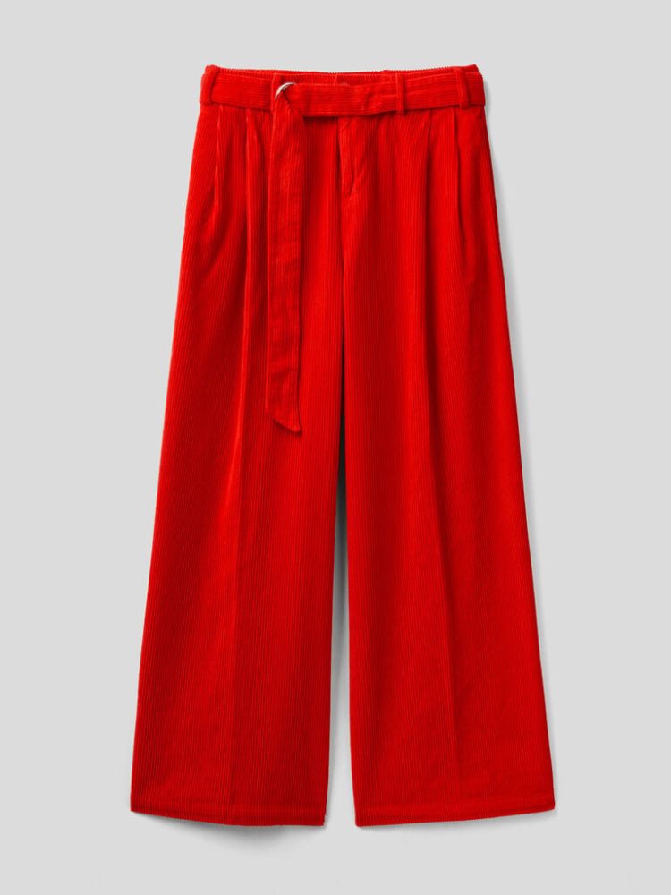 Red Women's Benetton Jccxucb Oversized Velvet Trousers | AU115017