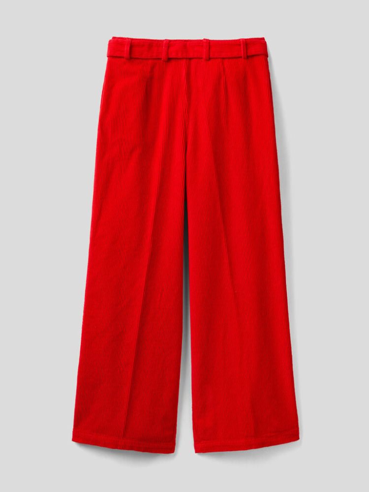 Red Women's Benetton Jccxucb Oversized Velvet Trousers | AU115017