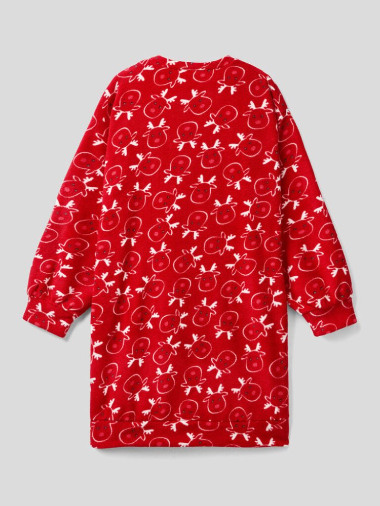 Red Women's Benetton Nightshirt Reindeer Print Nightshirts | AU749857