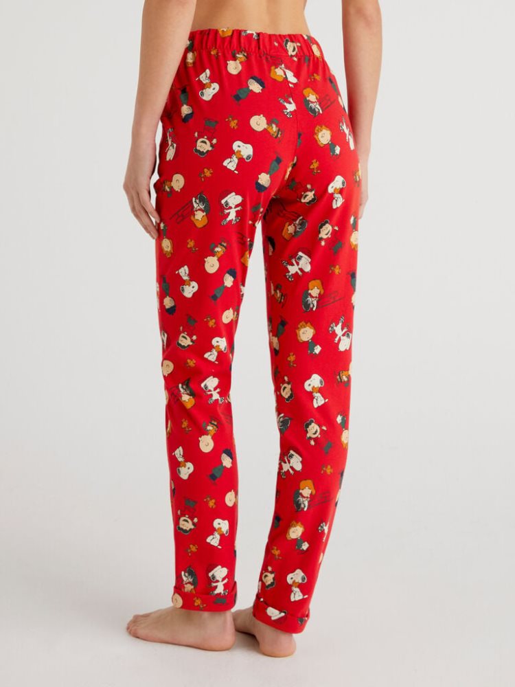 Red Women's Benetton Peanuts Christmas Trousers | AU125230