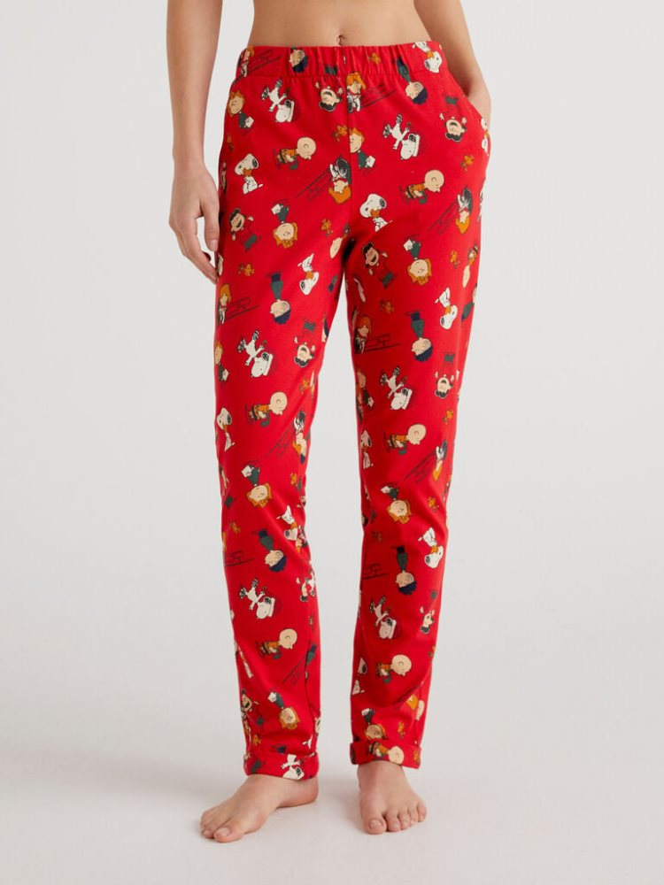 Red Women\'s Benetton Peanuts Christmas Trousers | AU125230