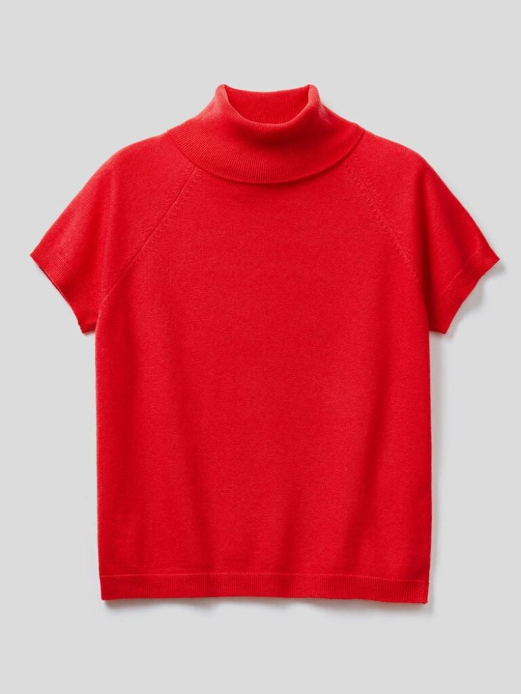 Red Women's Benetton Short Sleeve Turtleneck High Neck Sweaters | AU757705