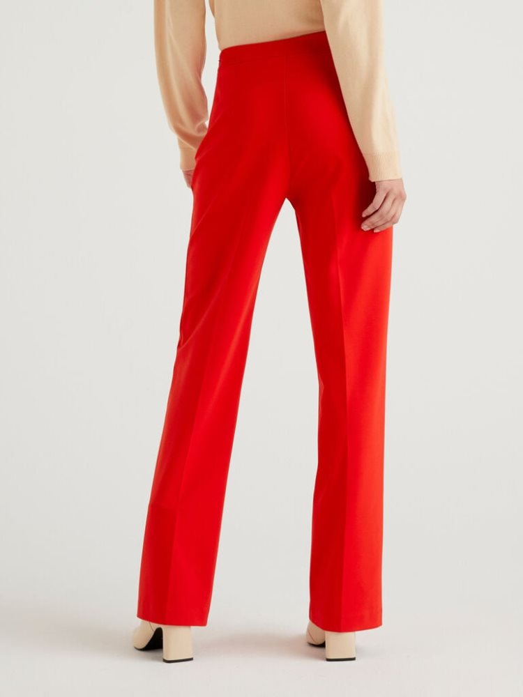 Red Women's Benetton Straight Cut Classic Trousers | AU395200