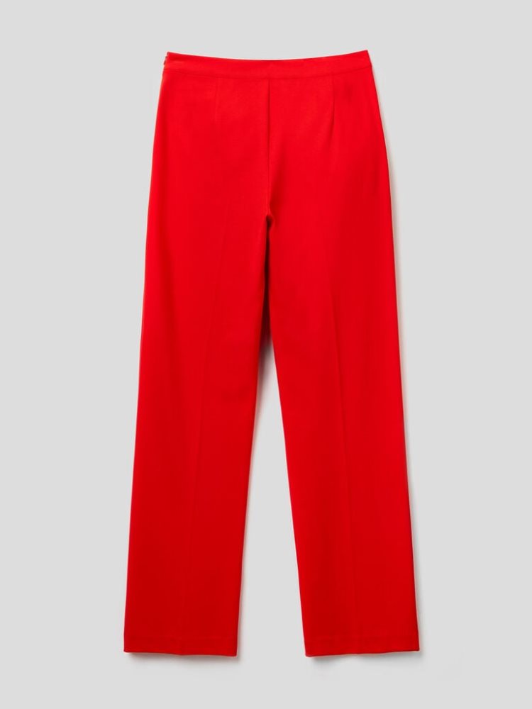 Red Women's Benetton Straight Cut Classic Trousers | AU395200