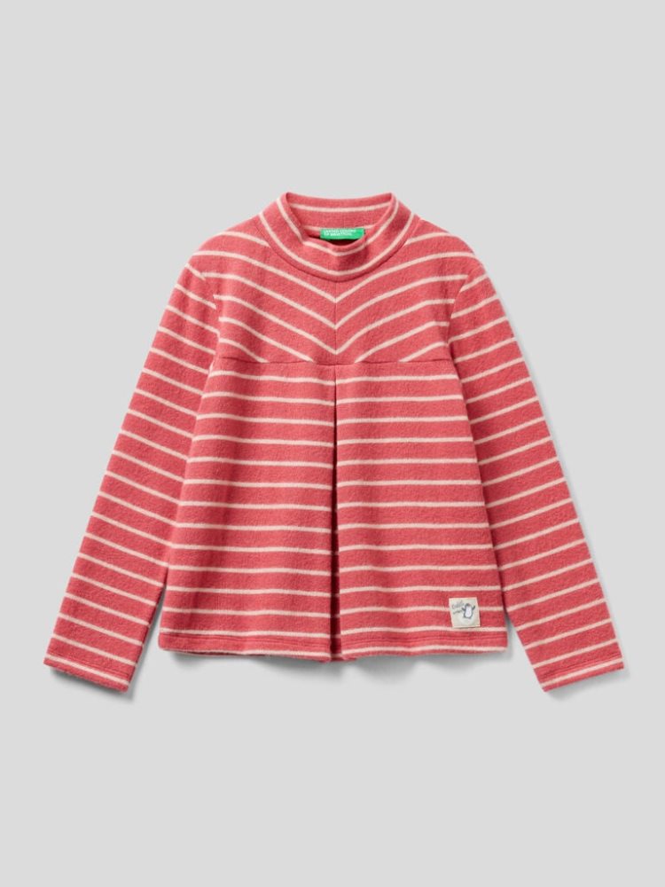 Salmon Kids\' Benetton Warm Striped Long Sleeve T-shirts | AU017923