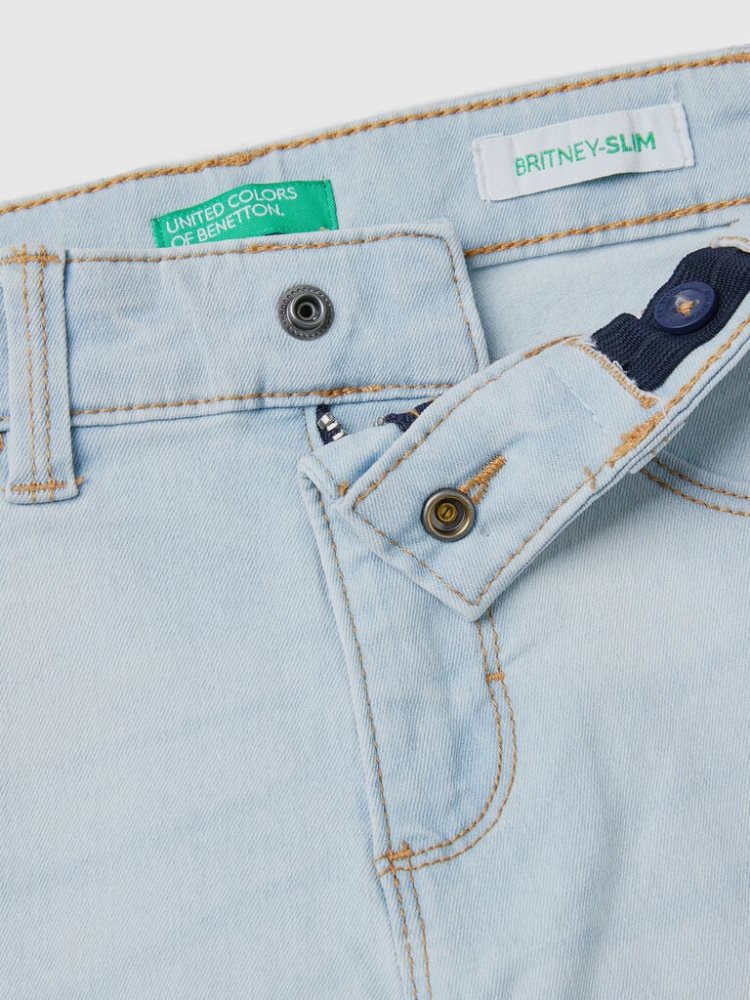 Sky Blue Kids' Benetton Five-pocket Slim Fit Jeans | AU660993