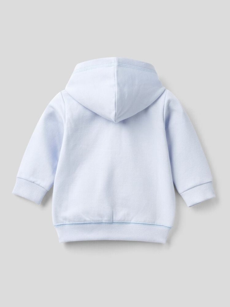 Sky Blue Kids' Benetton Print On The Pocket Hoodie | AU030125