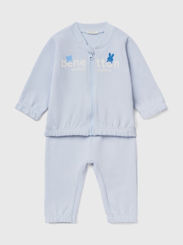 Sky Blue Kids\' Benetton Sweat Sports Dungarees | AU761955