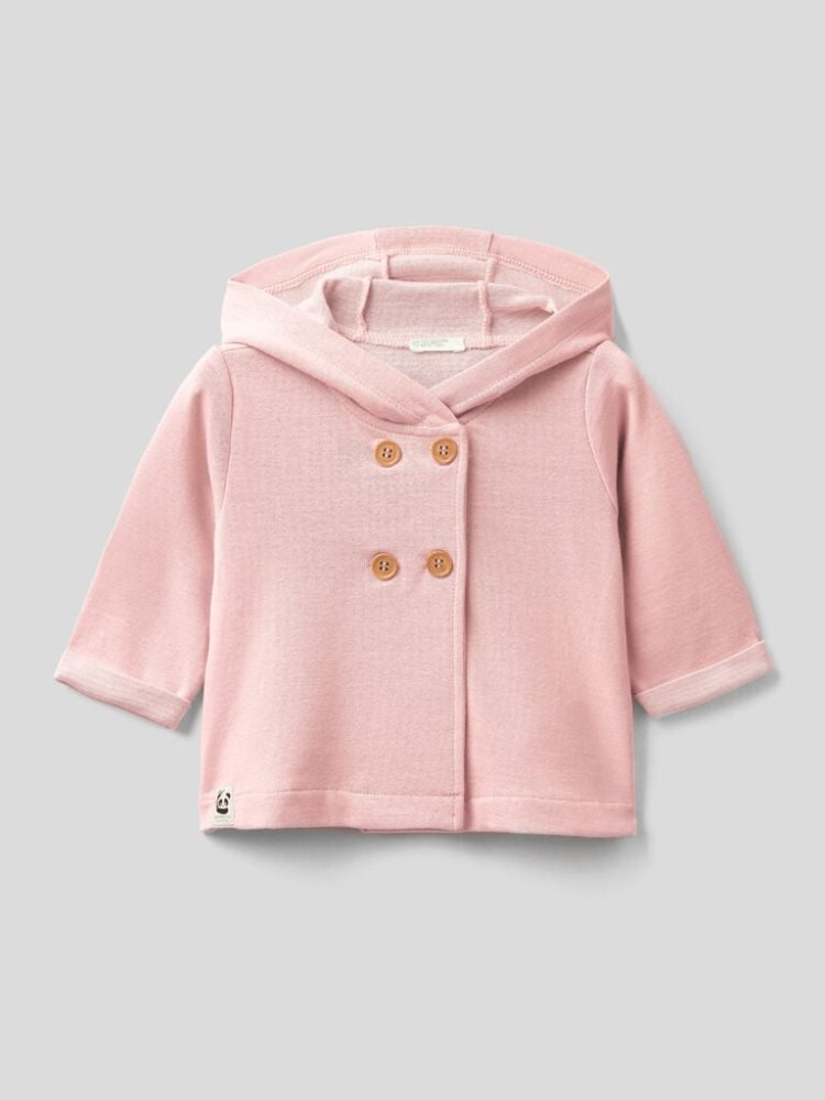 Soft Pink Kids\' Benetton Double-breasted Hoodie | AU942600