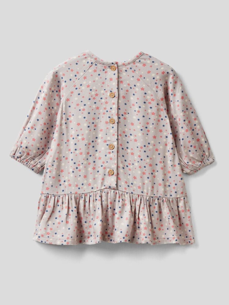 Soft Pink Kids' Benetton Flowy Patterned Print Dress | AU657058