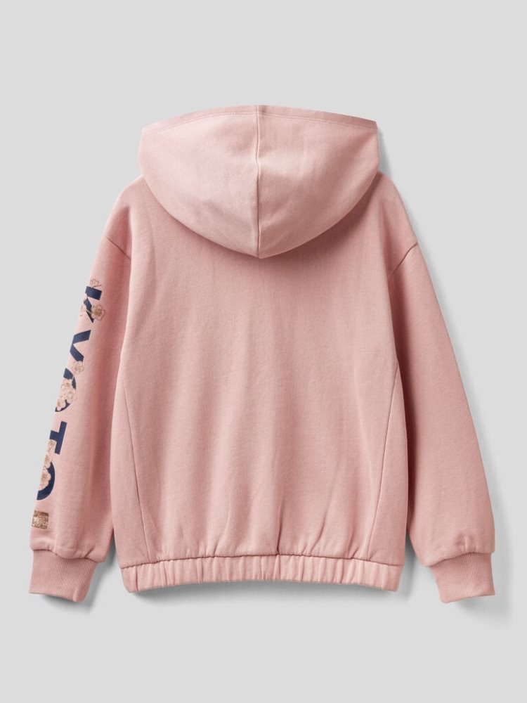 Soft Pink Kids' Benetton Pure Cotton Hooded Hoodie | AU174206