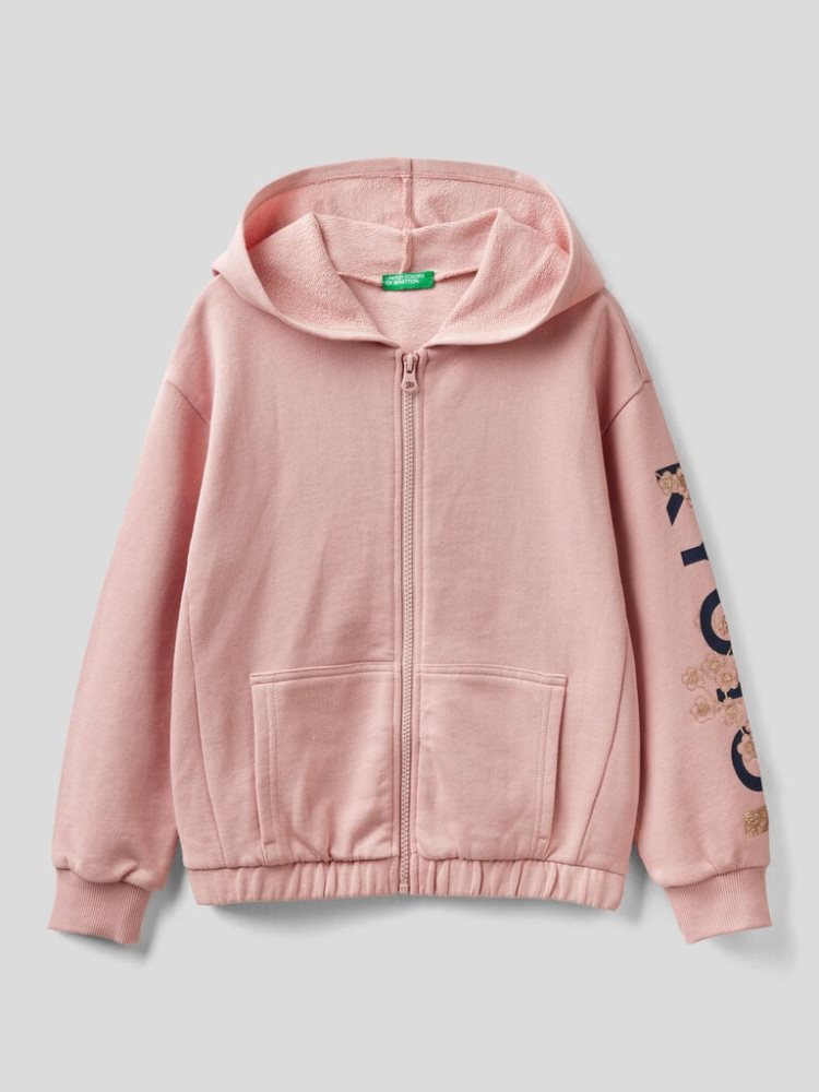 Soft Pink Kids\' Benetton Pure Cotton Hooded Hoodie | AU174206