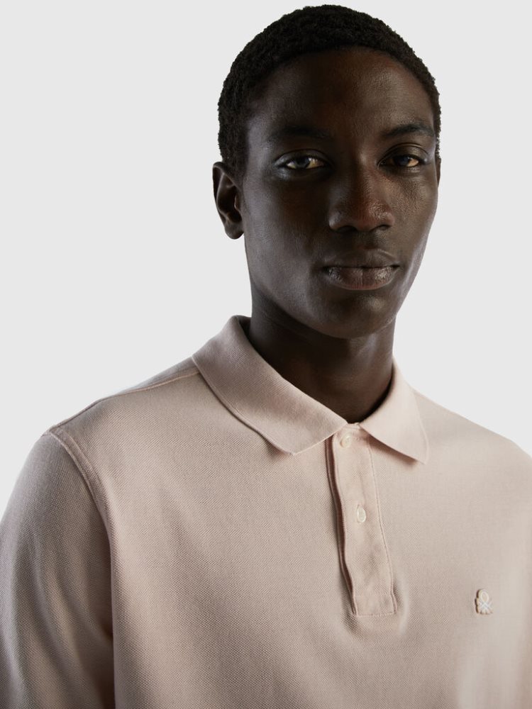 Soft Pink Men's Benetton Soft Regular Fit Short Sleeve Polos | AU828858