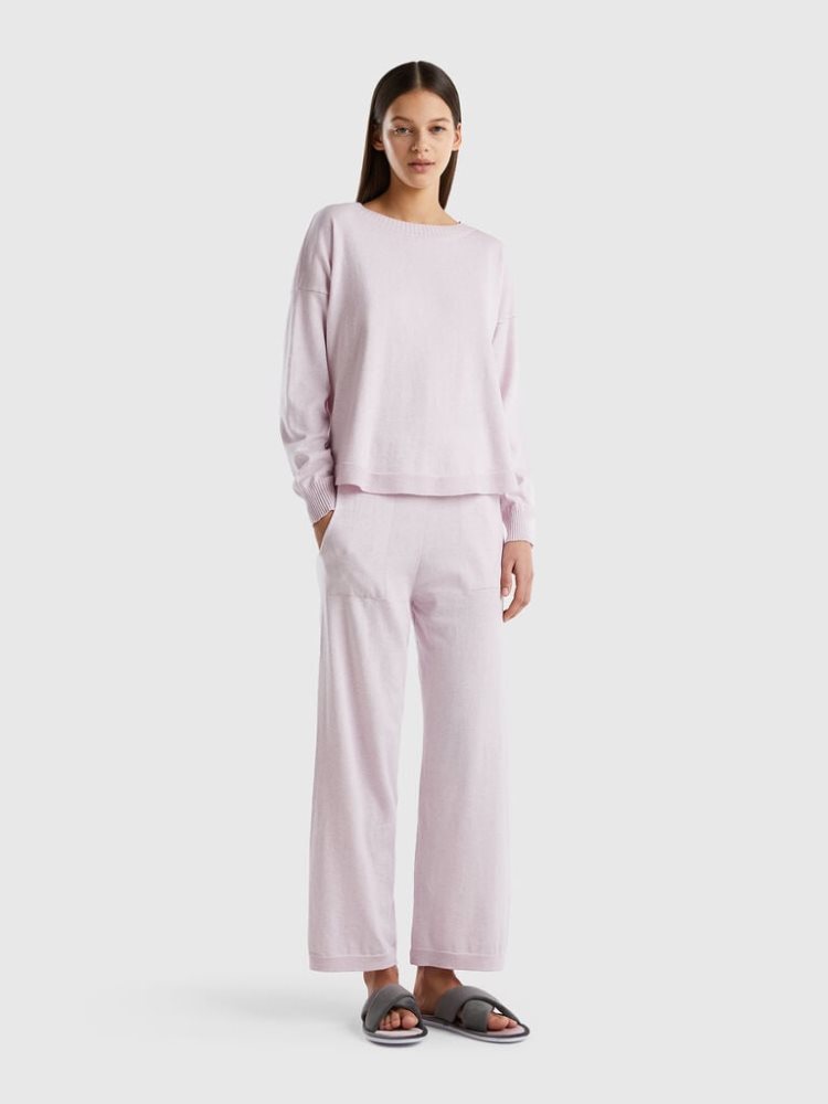 Soft Pink Women's Benetton Cashmere Blend Trousers | AU154714