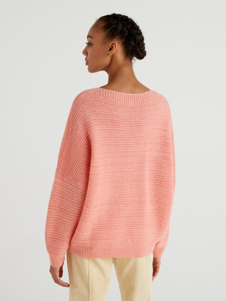 Strawberry Women's Benetton Boxy Fit Wool Blend Crew Neck Sweaters | AU742516