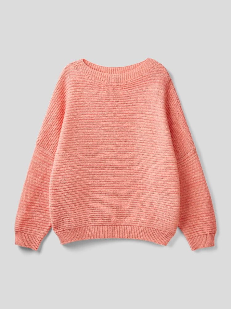 Strawberry Women's Benetton Boxy Fit Wool Blend Crew Neck Sweaters | AU742516