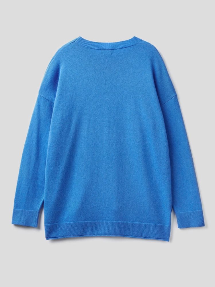 Turquoise Women's Benetton Boxy Fit Cashmere Blend Crew Neck Sweaters | AU540024