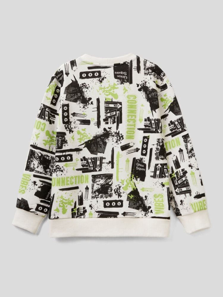 White Kids' Benetton Japanese Pattern Sweatshirt | AU056939