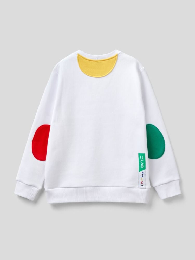 White Kids' Benetton Jccxucb Warm Print Sweatshirt | AU394787