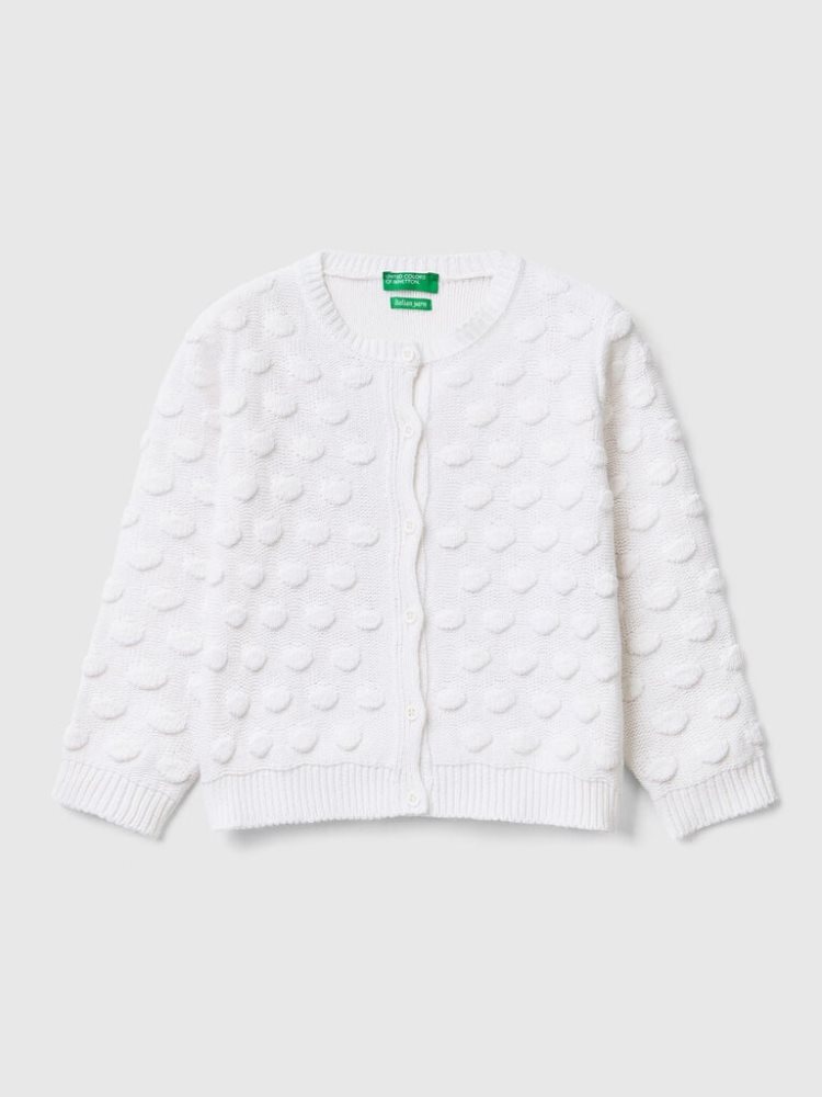 White Kids\' Benetton Recycled Cotton Blend Cardigan | AU541033