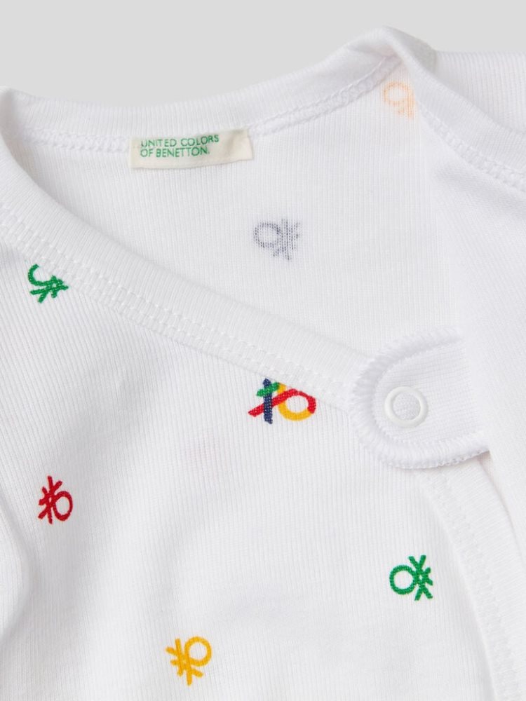 White Kids' Benetton Two Long Sleeve Organic Cotton Bodysuits | AU570606