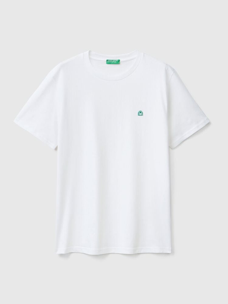 White Men's Benetton 100% Organic Cotton Basic Short Sleeve T-shirts | AU594598