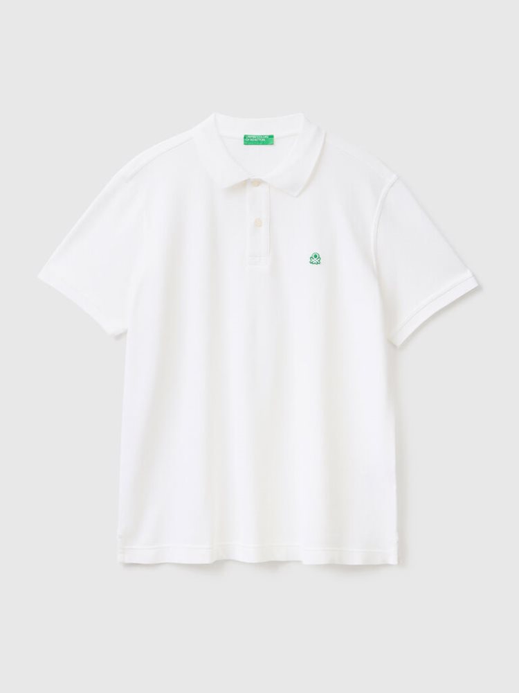 White Men's Benetton Regular Fit Short Sleeve Polos | AU884821