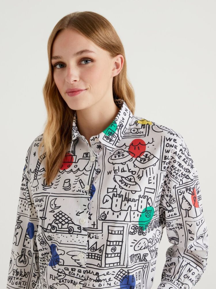 White Women's Benetton Jccxucb Patchwork Shirts | AU017536