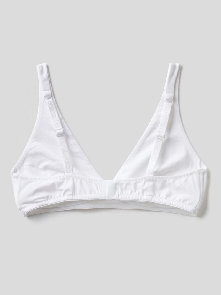 White Women's Benetton Sail-shaped Stretch Organic Cotton Bras | AU428945