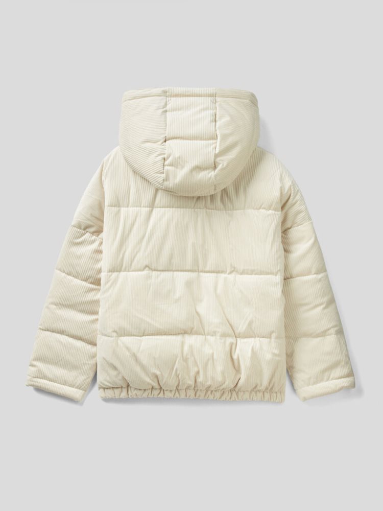 White Women's Benetton Short Puffer Sustainable Padding Jackets | AU024932