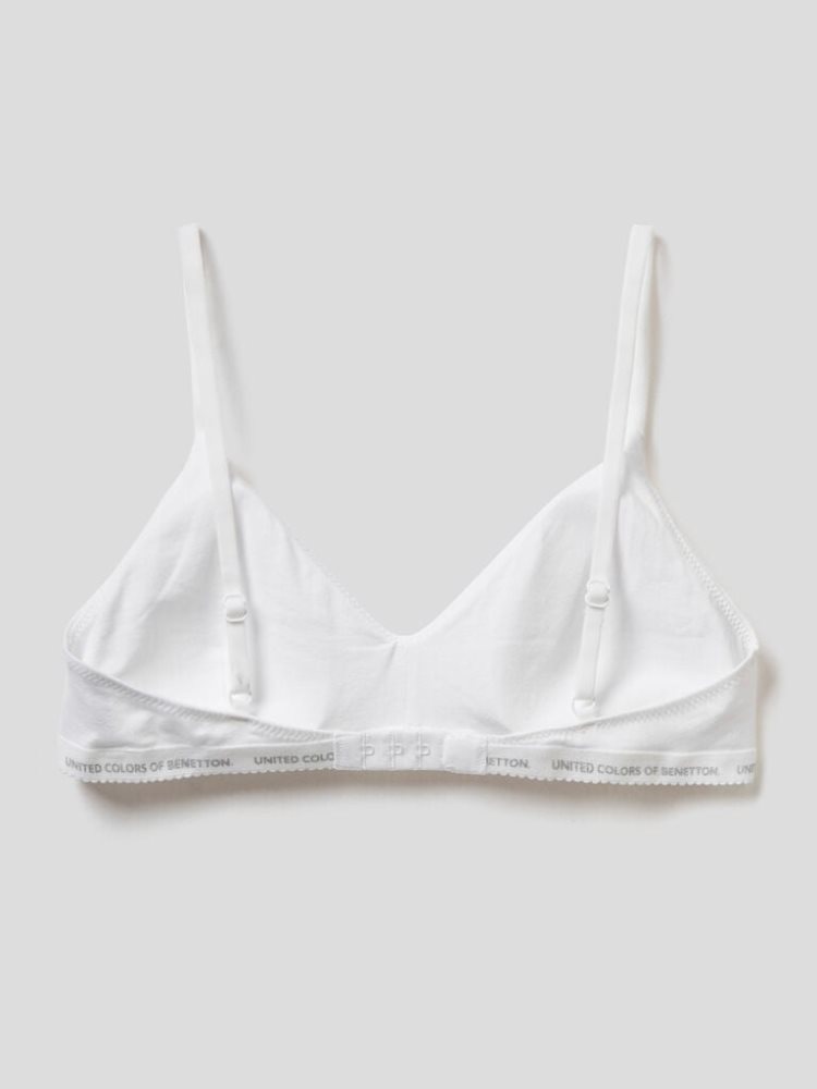 White Women's Benetton Stretch Organic Cotton Bras | AU507669