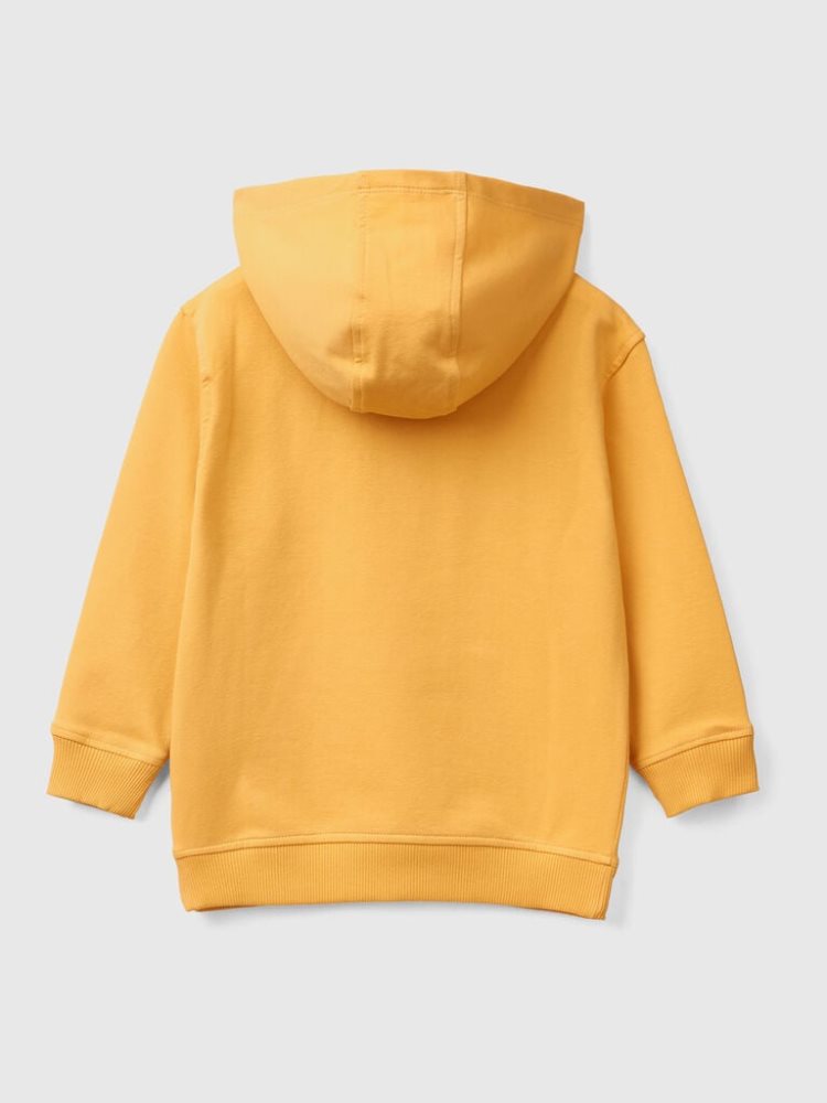 Yellow Kids' Benetton Stretch Organic Cotton Hoodie | AU565896