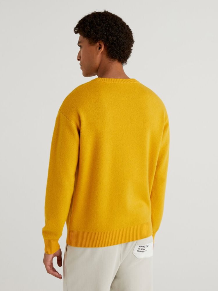 Yellow Men's Benetton Benettonxpantone™ Inlay Crew Neck Sweaters | AU842351