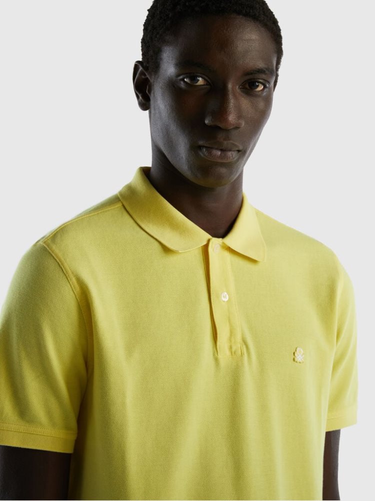 Yellow Men's Benetton Regular Fit Short Sleeve Polos | AU705124