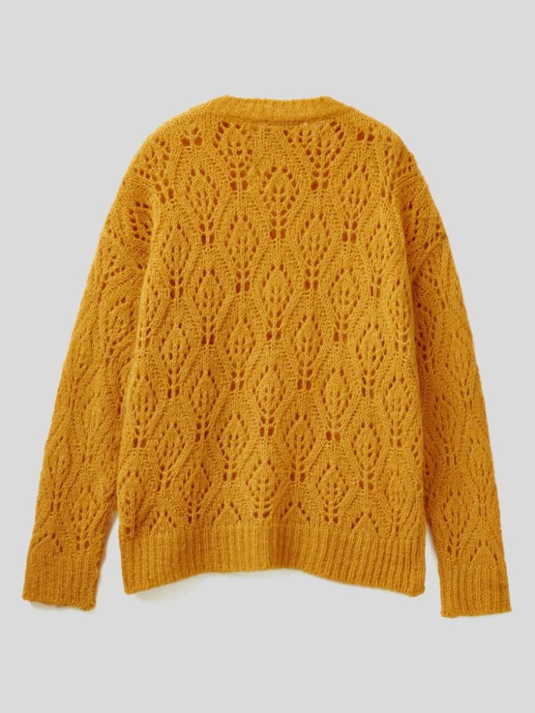 Yellow Women's Benetton Lace Look Crew Neck Sweaters | AU426246