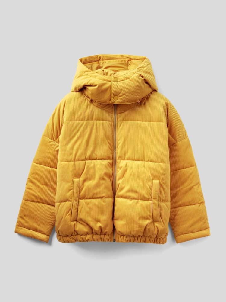 Yellow Women's Benetton Short Puffer Sustainable Padding Jackets | AU993352